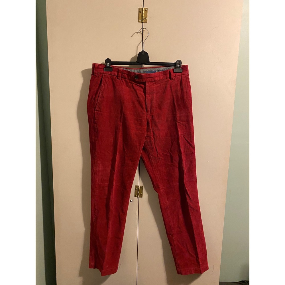 Brooks Brothers Corduroy Pants Mens 35x32 Red Good Milano Fit Slim Trousers